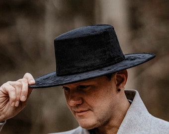 Wide Brim Boater Hat | Wide Brim Fedora | Wide Brim Hat Men | Hat For Men | Fedora Hat | Suede Hat | GAURA II