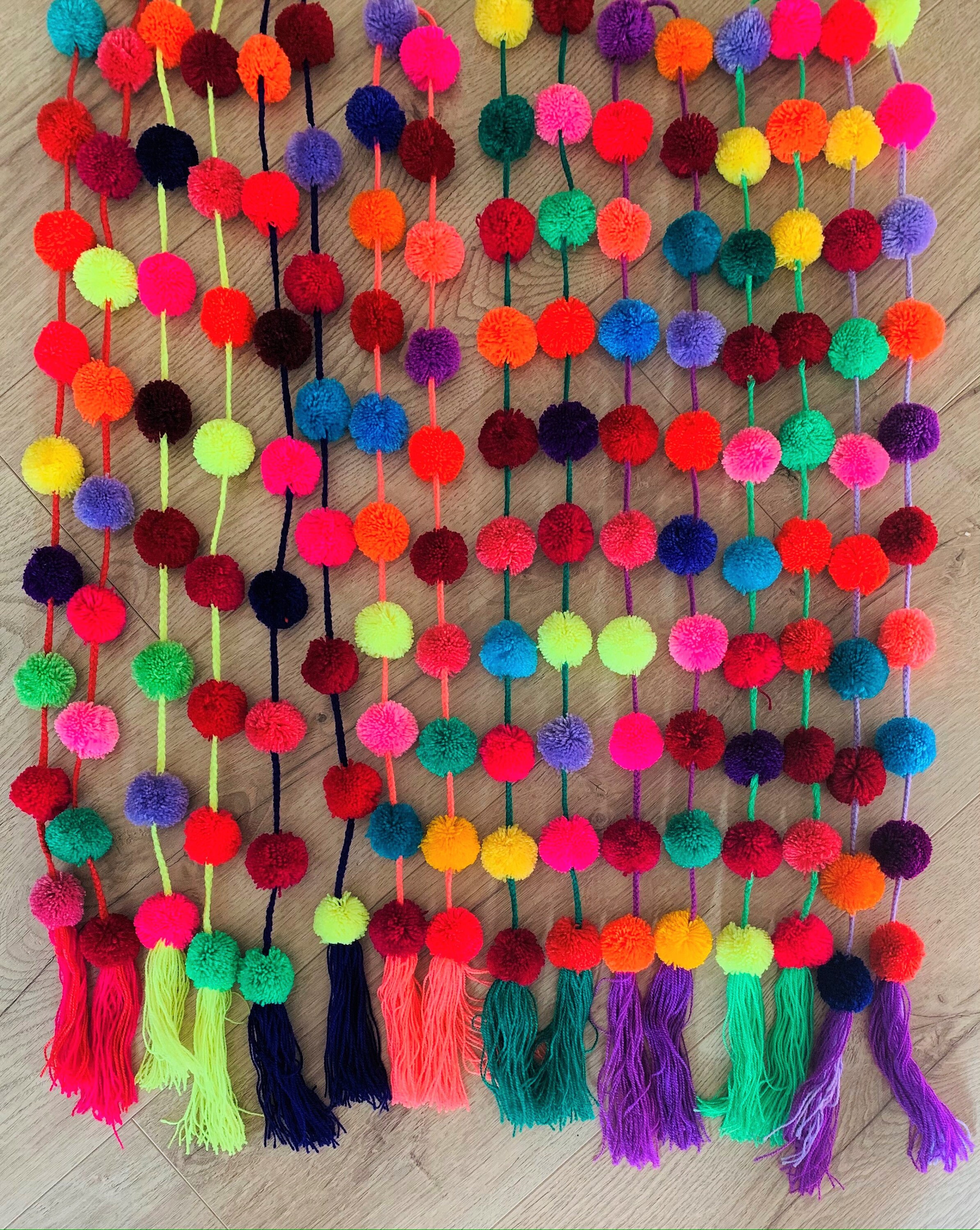 Mexican Pom Pom PomPom Garland Kids Boho Decor Wall Etsy
