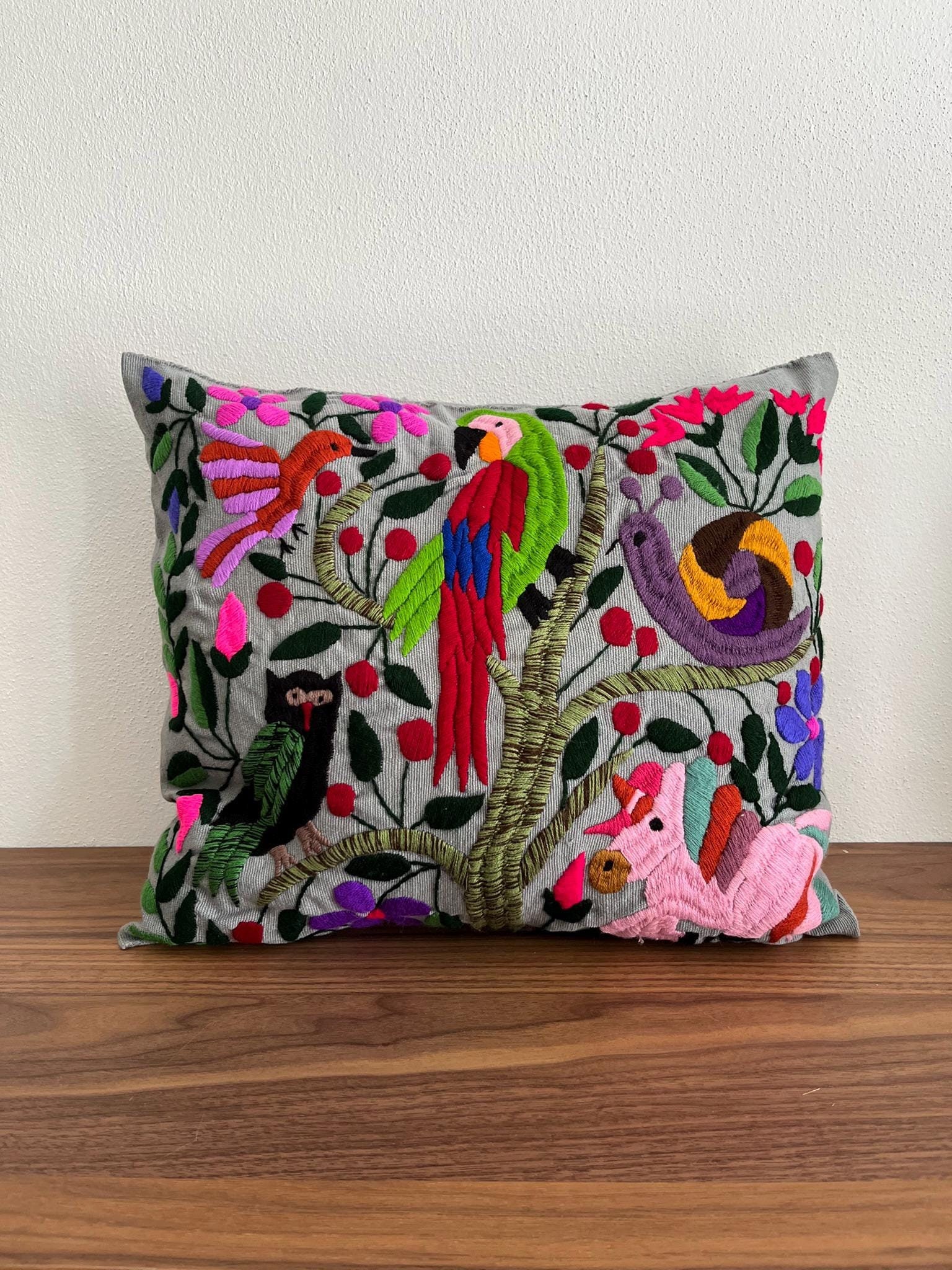 Pillowcase handmade, Mexican pillow case, Boho pillow cover, Decorative cushion, Floral pillow cover