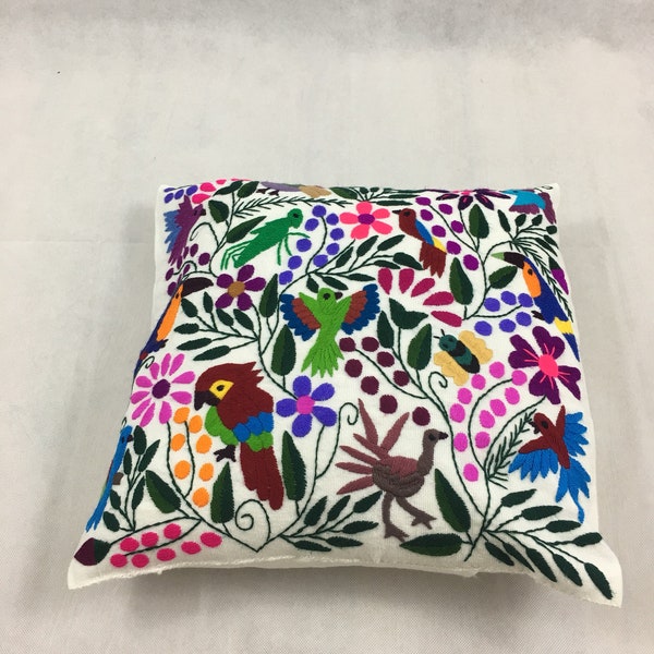 Mexican hand embroidered pillow cover