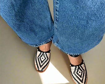 Handmade Leather Huarache Sandals | Mexican Woven Flats - DATTELN