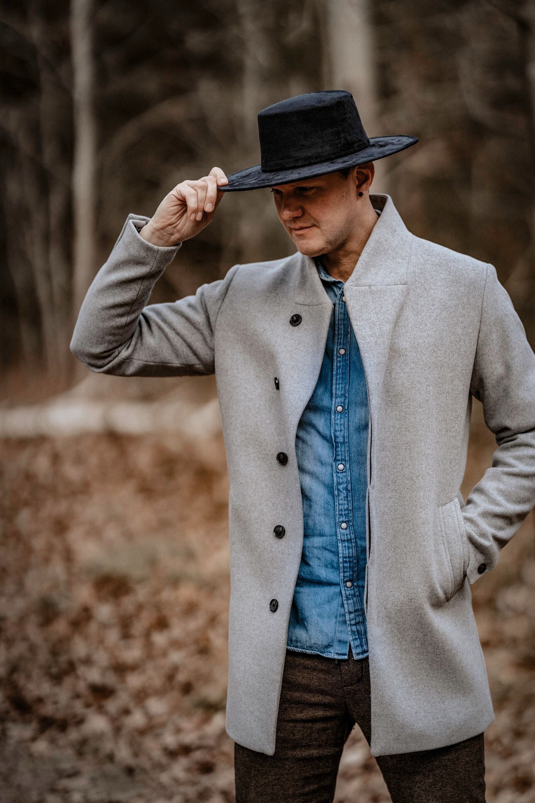 Vegan Suede Wide Brim Boater Hat | Boho Fedora for Men - GAURA II
