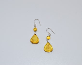 Boucle D'oreille Unique En Ambre Et Argent Massif 925 - Fait Main - Style Pendante - Neuf Sans Emballage