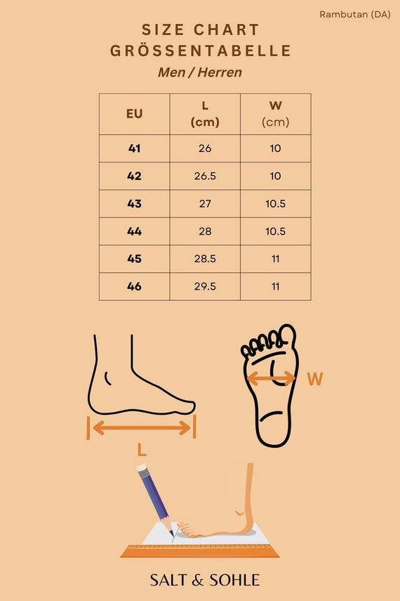 huaraches shoe size chart