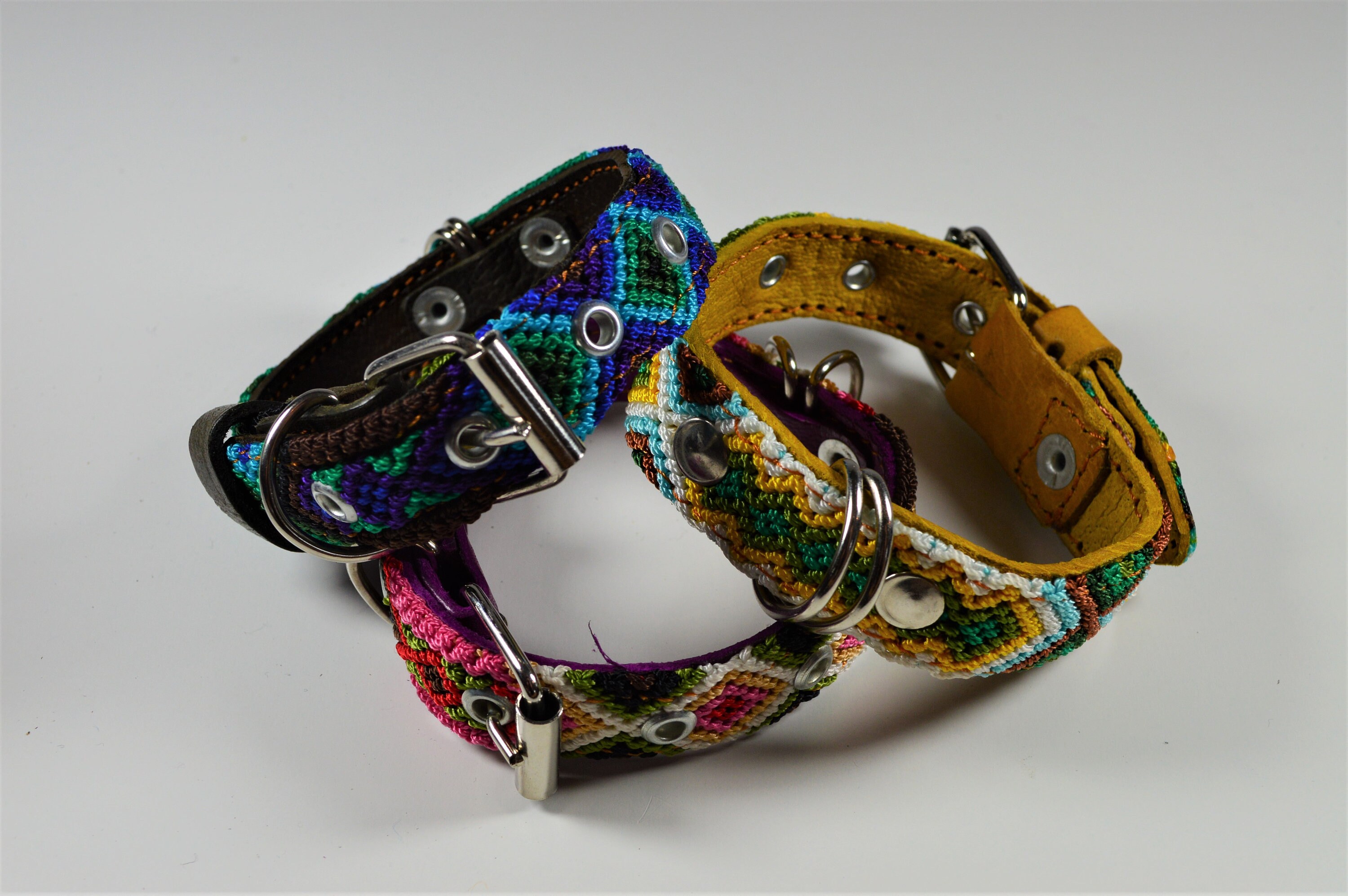 Dog collar embroidered in leather / 30 cm / XS S Etsy
