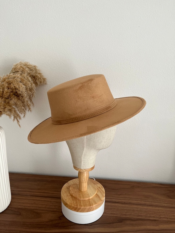 Wide Brim Vegan Suede Boater Hat | Boho Fedora - DALIA - Etsy display picture 1