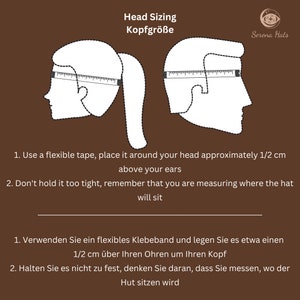 Peut inclure: Diagramme montrant comment mesurer votre t&ecirc;te pour un chapeau. Utilisez un ruban &agrave; mesurer flexible et placez-le autour de votre t&ecirc;te, environ 1,2 cm au-dessus de vos oreilles. Ne serrez pas trop le ruban, n'oubliez pas de mesurer l'endroit o&ugrave; le chapeau reposera.
