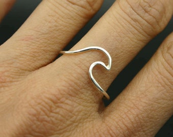 Vague, bague vague Midi, bague en argent Sterling vague, bague en argent Sterling, vague de bague en argent, Wave, Midi Ring, anneaux de Midi, bague en argent