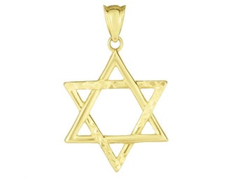 14K Gold Polished & Diamond Cut Star of David