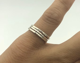 Getextureerde Midi Ringen, Geweven Midi Ring Stackers, Textured Stackable Midi Rings, Gehamerde stapelbare Midi Ringen, Stapelbare Ringen