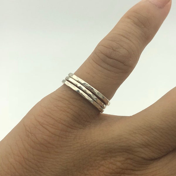 Textured Midi Rings, Textured Midi Ring Stackers, Textured Stackable Midi Rings, Hammered Stackable Midi Rings, Stackable Rings