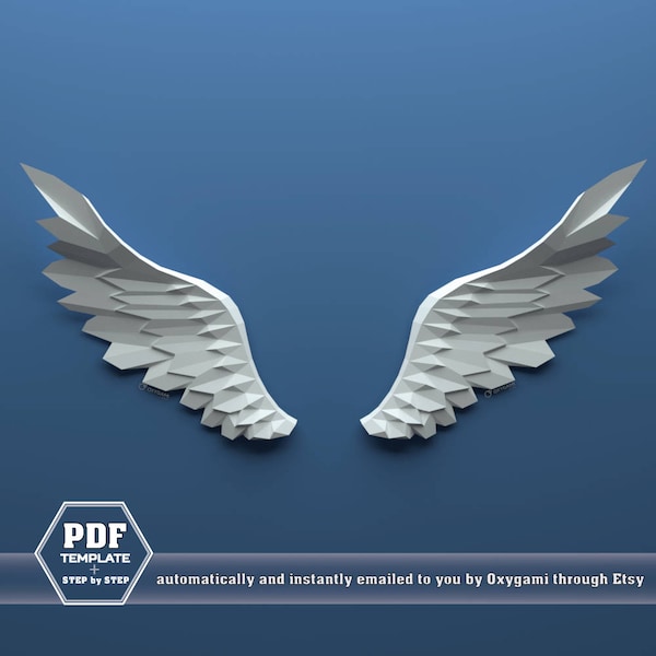 Wings Papercraft, Paper angel wings, Pegasus wings, Do it yourself, PDF papercraft pattern, cardstock model, bird lover, CHALLENGING MODEL