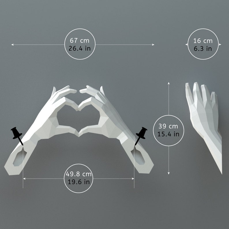 Papercraft Heart Hands digital download, Declaration of Love, DIY Wedding Decor, Valentine's Day, Origami, I love You, 1st Anniversary image 4