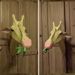 Paper giraffe trophy, Giraffe head, Download, Paper craft animal, Faux taxidermy head, 3D model papercraft, DIY lowpoly, DIY paper sculpture image 5