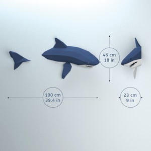 Low Poly Shark Papercraft: 3D Wall Decor DIY (PDF Pattern) image 6