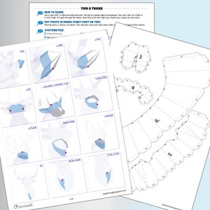 Papercraft Deer Head, Make Your Own Trophy, Paper Trophy, Pdf Papercraft, Stag Head, Deer Head Wall Mount, Paper Animal Head, Deer In Suit image 4