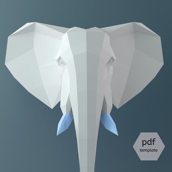 Elefant Papercraft 3d Papercraft Pdf 3d Vorlage Wand Skulptur Dekor Elefant Kopf Zirkus Party Diy Hängenmodell