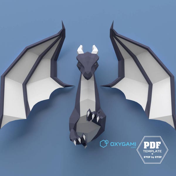 DIY papercraft dragon: Turn this printable PDF pattern into an impressive 3D paper mythical creature to decorate your library (Beginner)