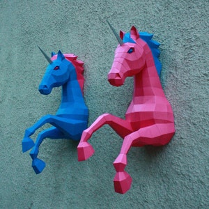 Unicorn papercraft PDF download Build your own low poly image 2