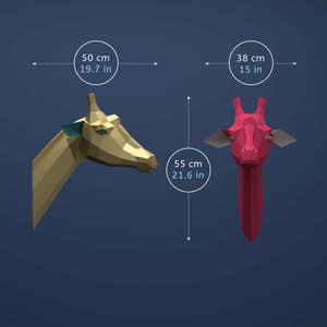 Paper Giraffe Trophy, 3D Animal Head, Lowpoly DIY (PDF Pattern) image 6