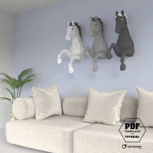 3D Paper Horse Sculpture DIY, Low Poly Craft (PDF Pattern) image 3
