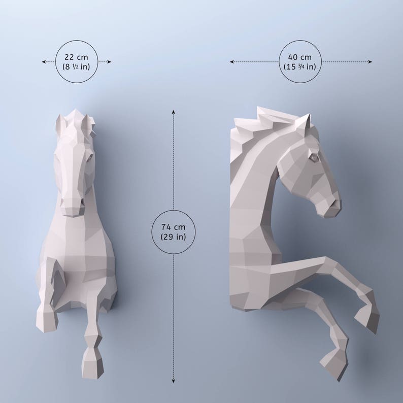3D Paper Horse Sculpture DIY, Low Poly Craft (PDF Pattern) image 6