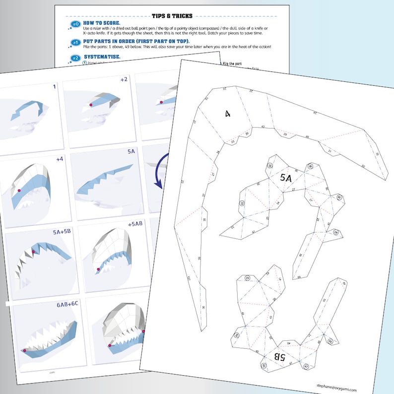 Low Poly Shark Papercraft: 3D Wall Decor DIY (PDF Pattern) image 5