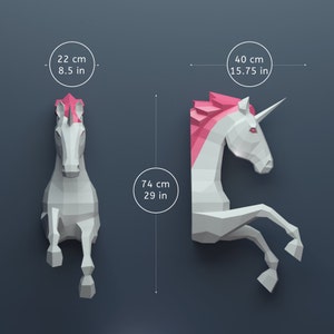 Unicorn papercraft PDF download Build your own low poly image 6