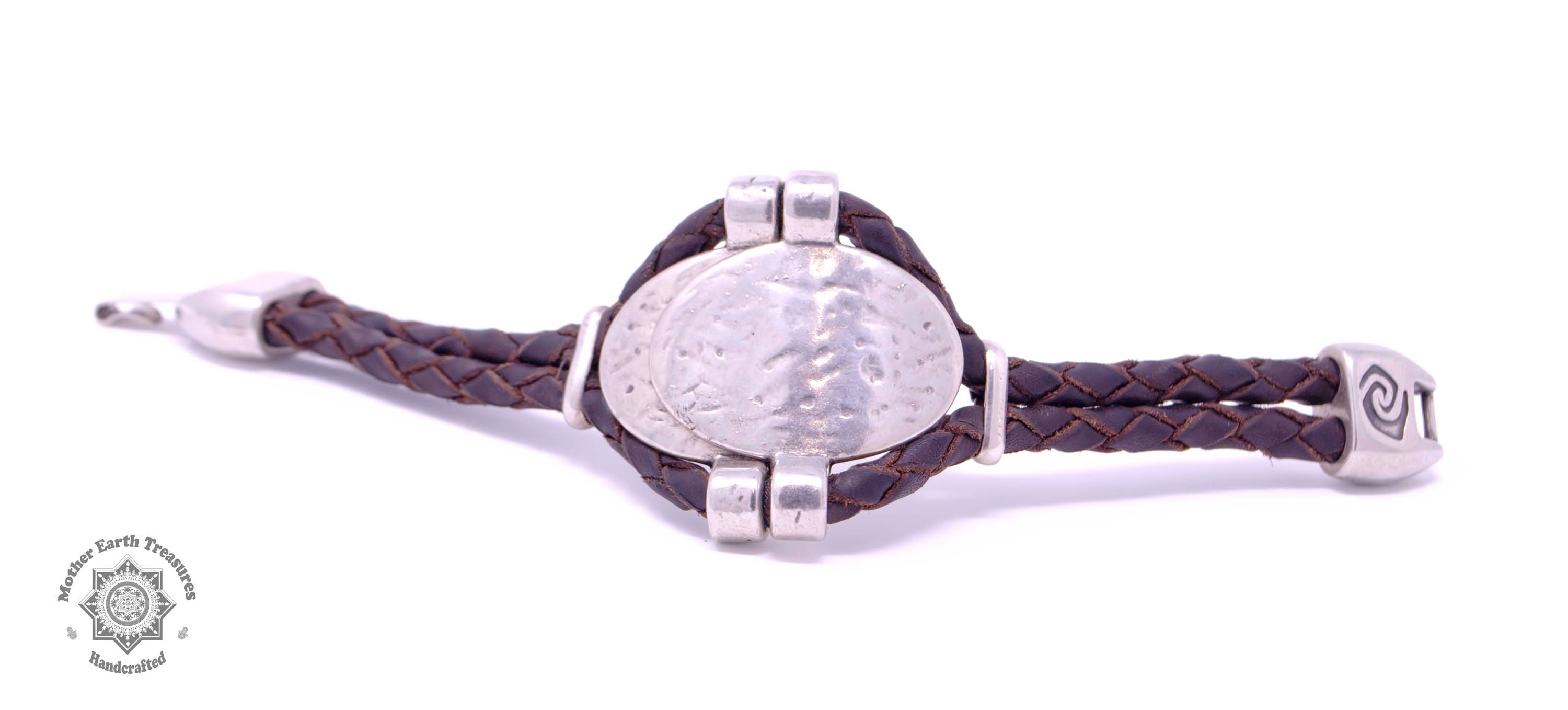 HALIMA Arabesque Silver Leather Bracelet Women's | Etsy
