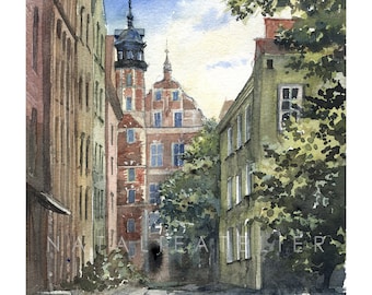 Gdansk - Old Town - Poland- watercolor print