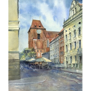 Torun - Old Town - Toruń Cathedral watercolor print