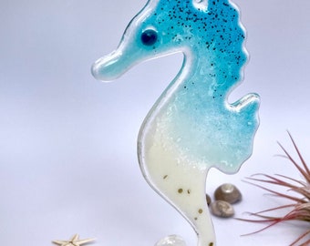 Fused Glass Seahorse Sun Catcher Ornament for Garden or Wall Art Indoors