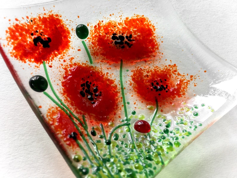 DIY Fused Glass Art Craft Kit to Make at Home Wild Poppies Etsy