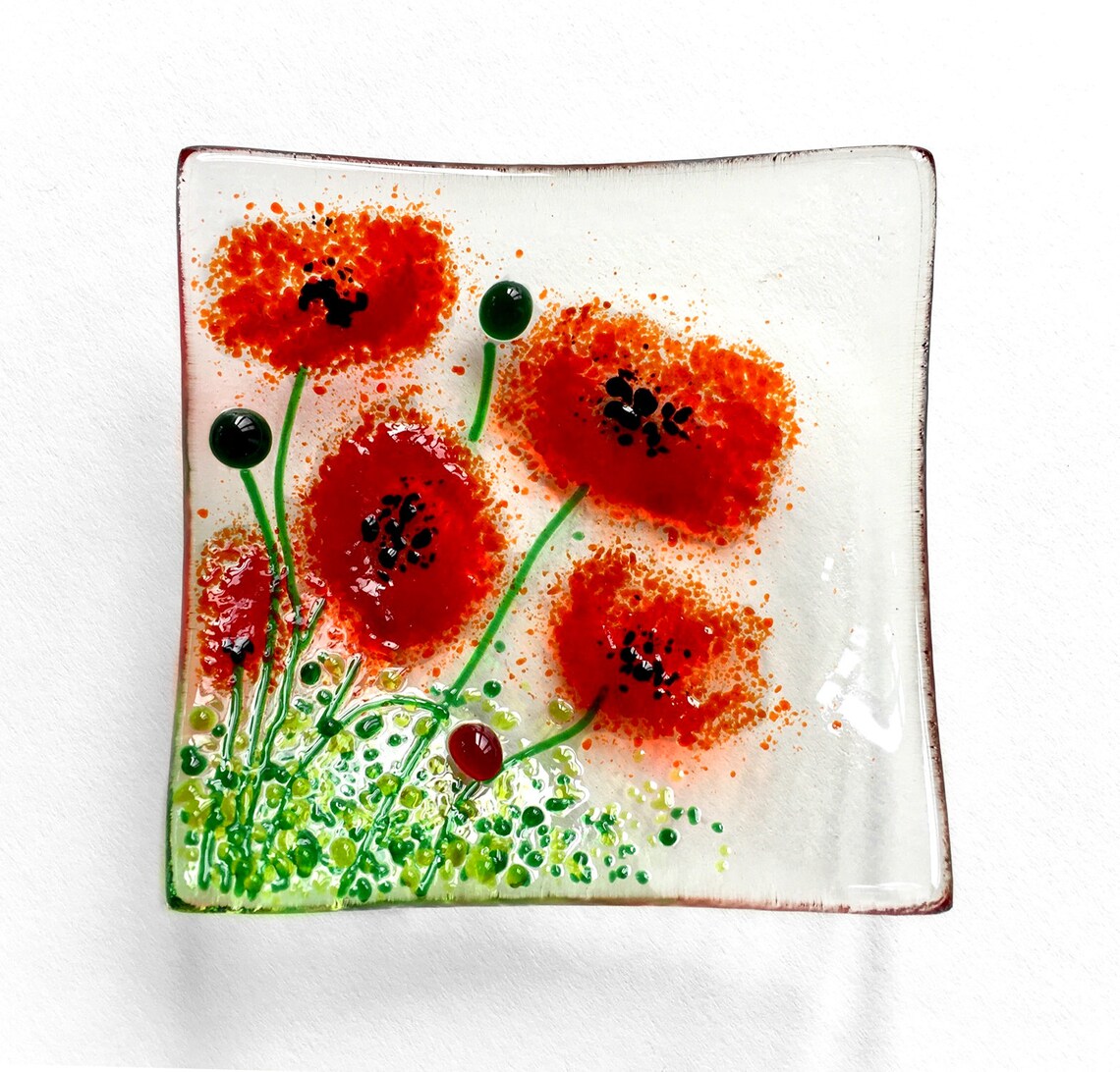 DIY Fused Glass Art Craft Kit to Make at Home Wild Poppies Etsy