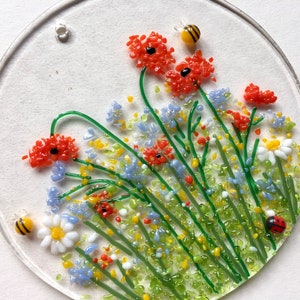 DIY Fused Glass Art Craft Kit - Wild Flower Meadow by Natalie Bullock Art Return Stamps Included