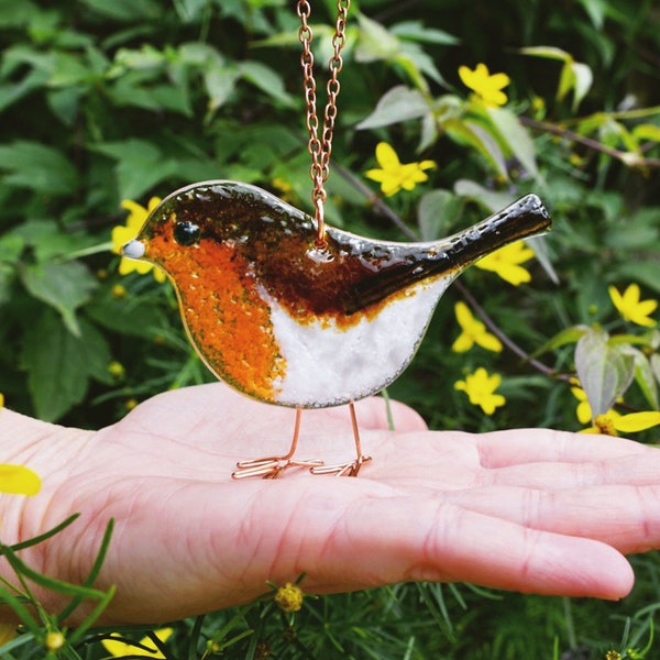 DIY Fused Glass Art Craft Kit - Robin Bird Sun Catcher by Natalie Bullock Art Return Stamps Included