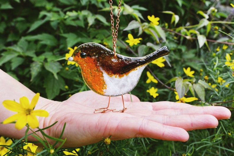 DIY Fused Glass Art Craft Kit Robin Bird Sun Catcher by Natalie Bullock Art Return Stamps Included image 1