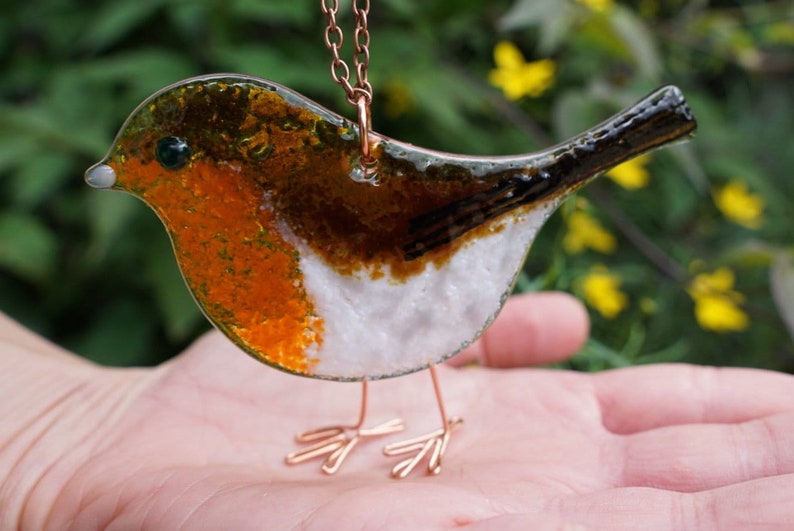 DIY Fused Glass Art Craft Kit Robin Bird Sun Catcher by Natalie Bullock Art Return Stamps Included image 2