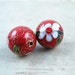 Red Cloisonne Beads Enamel Flower White Green Round Beads 16mm (2)