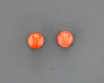 Orange Spiny Oyster Cabochon Pair