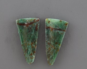 Parrot Wing Chrysocolla Cabochon Pair