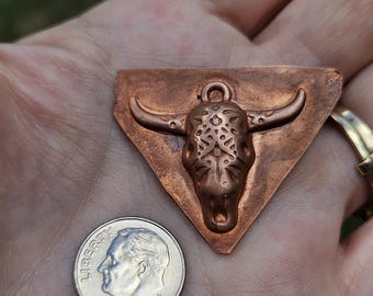 Cow Skull Copper Impression Die Stamping