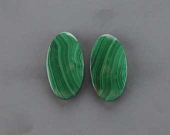 Malachite Cabochon Pair