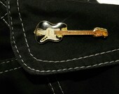 Vintage 80s guitar lapel pin metallic pin fender stratocaster electric guitar pin musical epoxy pin for Father 39 s Day gift for hard rock