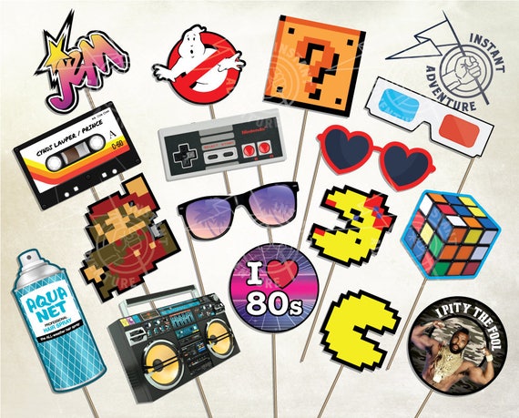 I Love The 80s Photo Booth Props Digital Download Printable | Etsy