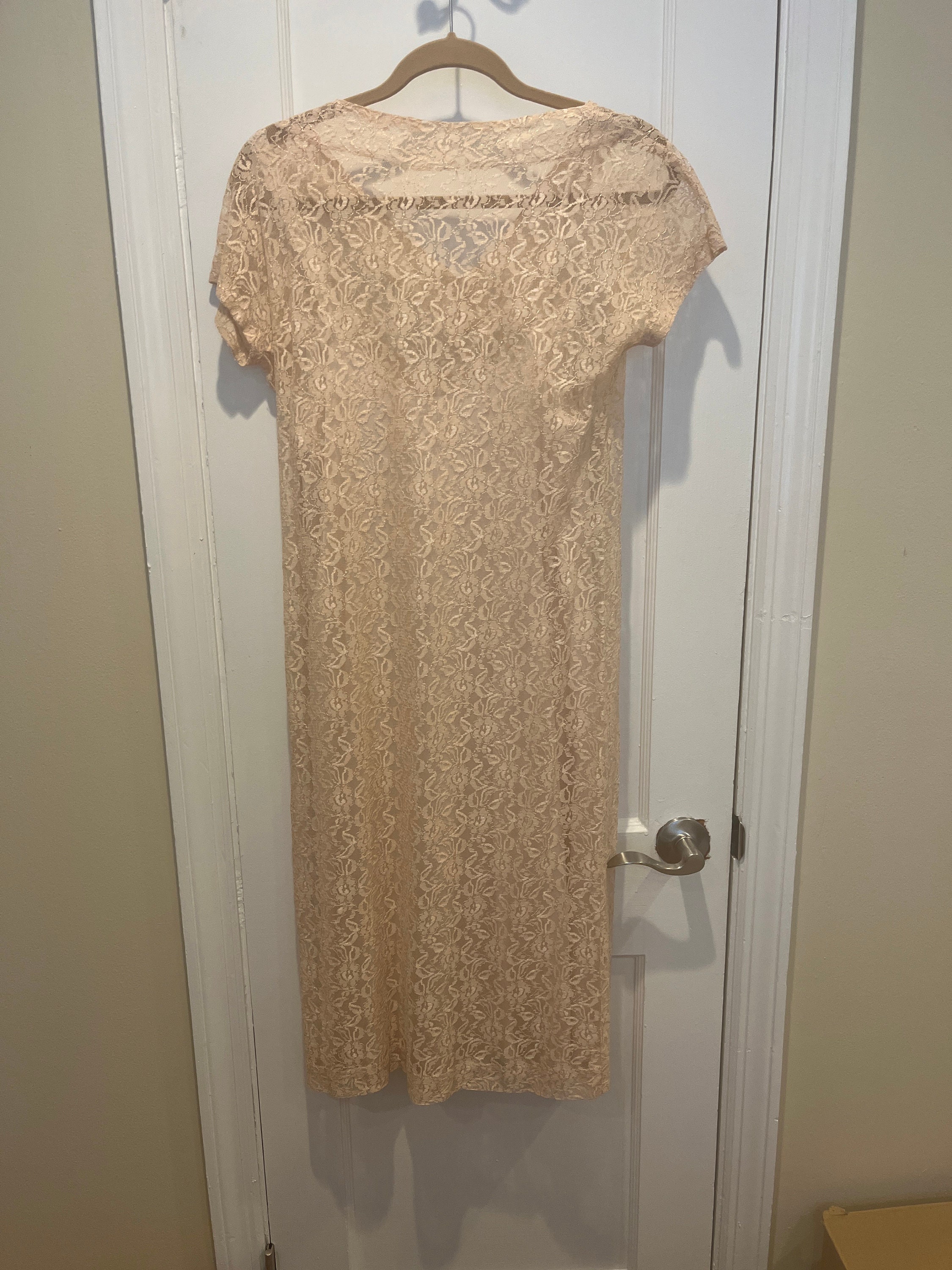 1920s Lace Dress with Hip Sash and Bell Sleeves