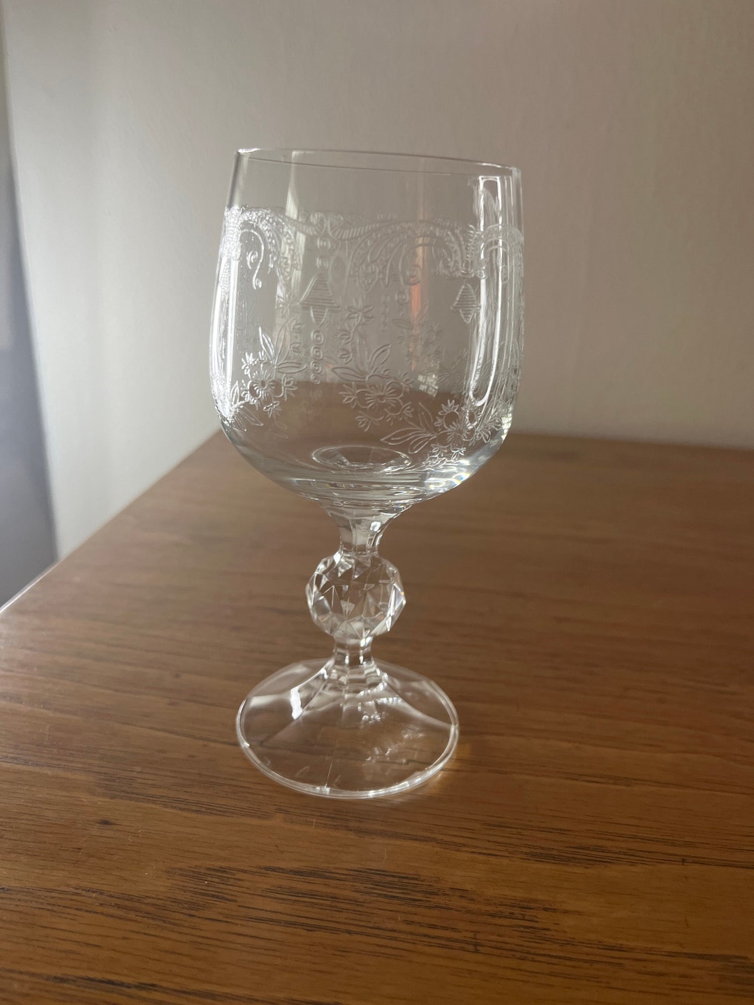 Vintage Etched Glass Mini Wine Glasses Etsy