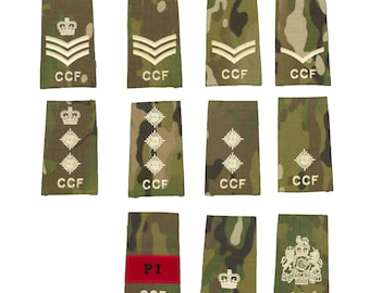 All Ranks Ivory on Multicam / MTP CCF Rank Slide ( Combined Cadet Force)