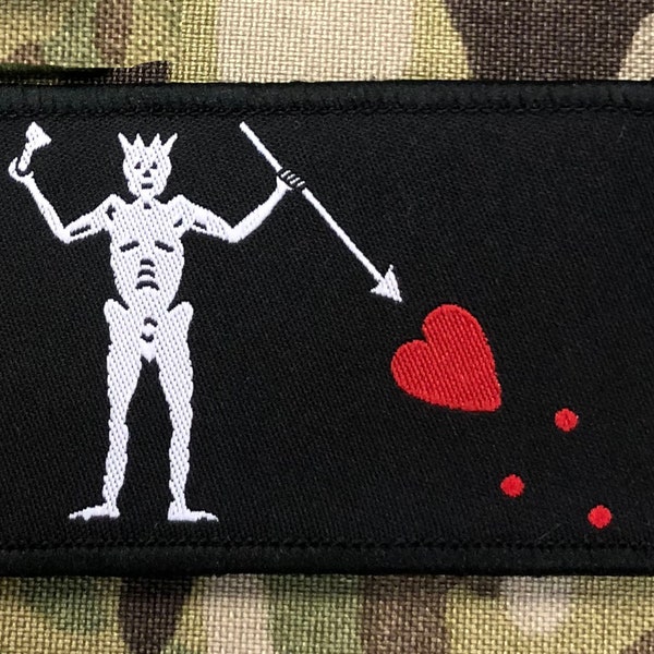 Blackbeard Pirate Flag Patch (Black) Hook (Sticky) Backed Badge