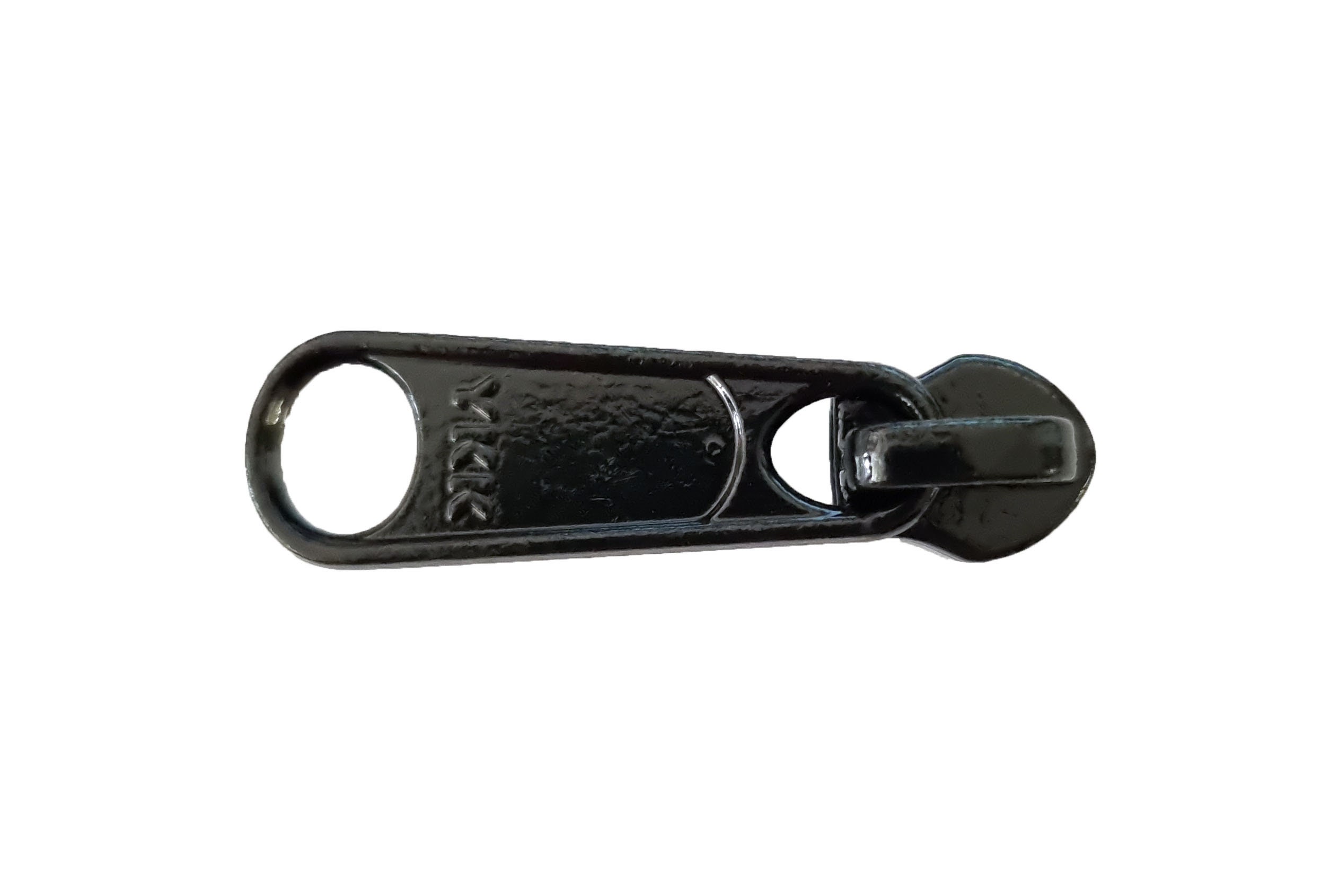 YKK® #4.5 White Style B Single Locking Metal Zipper Pull (Coil Chain)